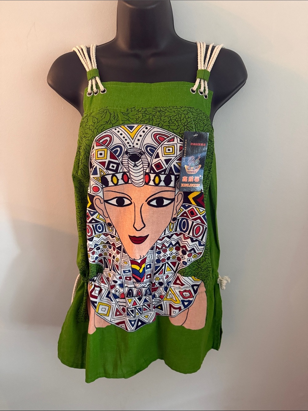 Green Egyptian Graphic Tank Top Tunic